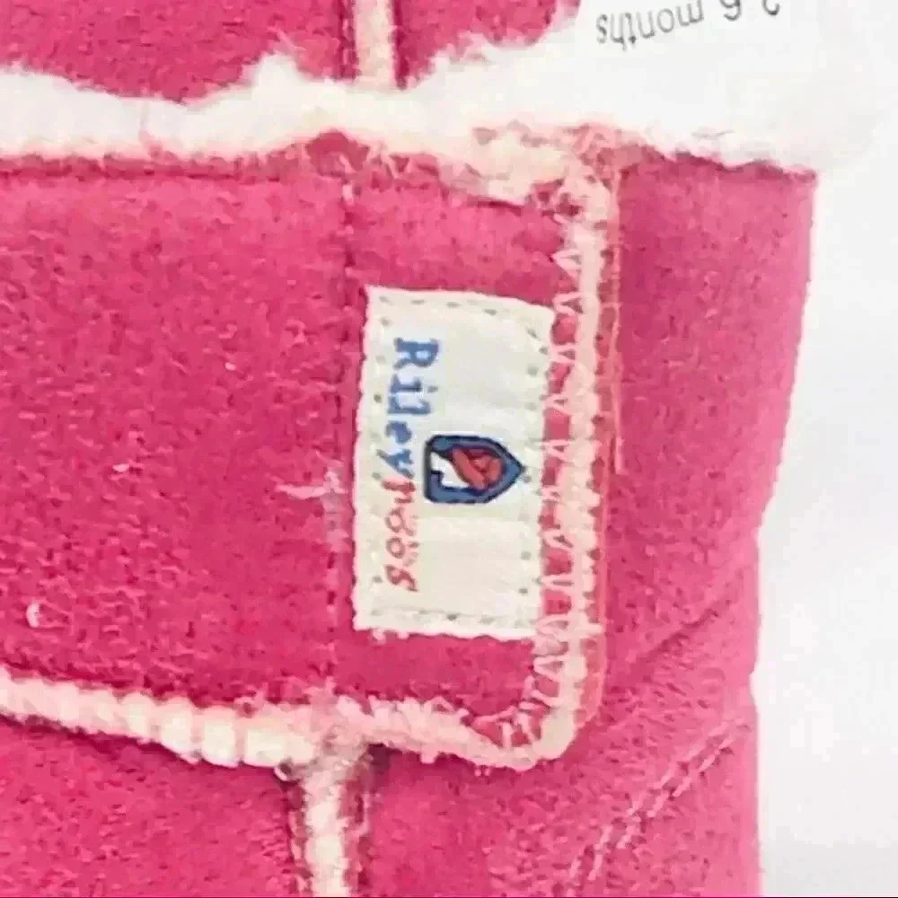 RILEYROOS BOOTS BABY 3-6 MONTHS CATERS IN HOT PINK SUEDE COZY WALKERS